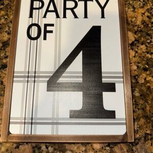 Party of 4 Plaque with Black and White Design